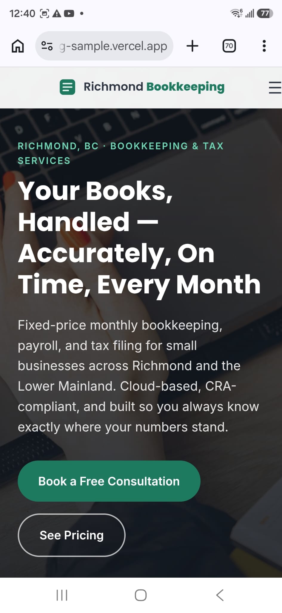 Richmond Bookkeeping & Tax mobile site