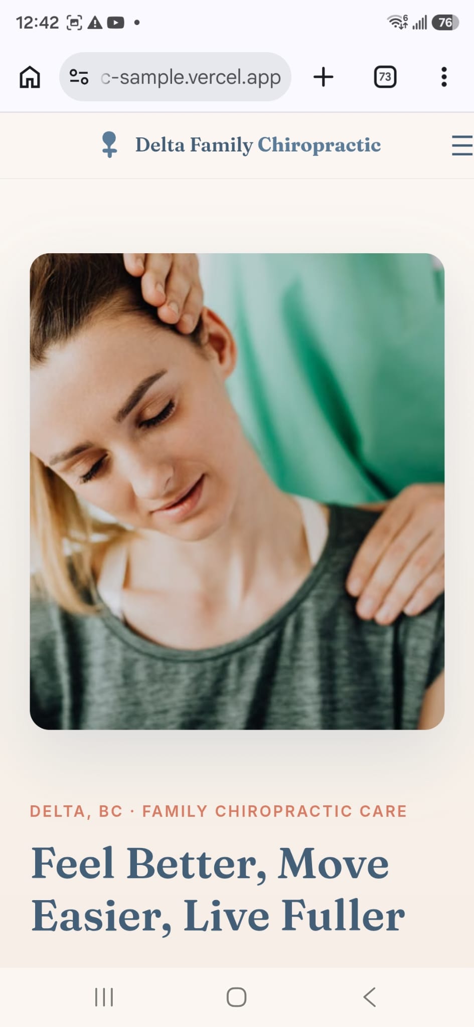 Delta Family Chiropractic mobile site