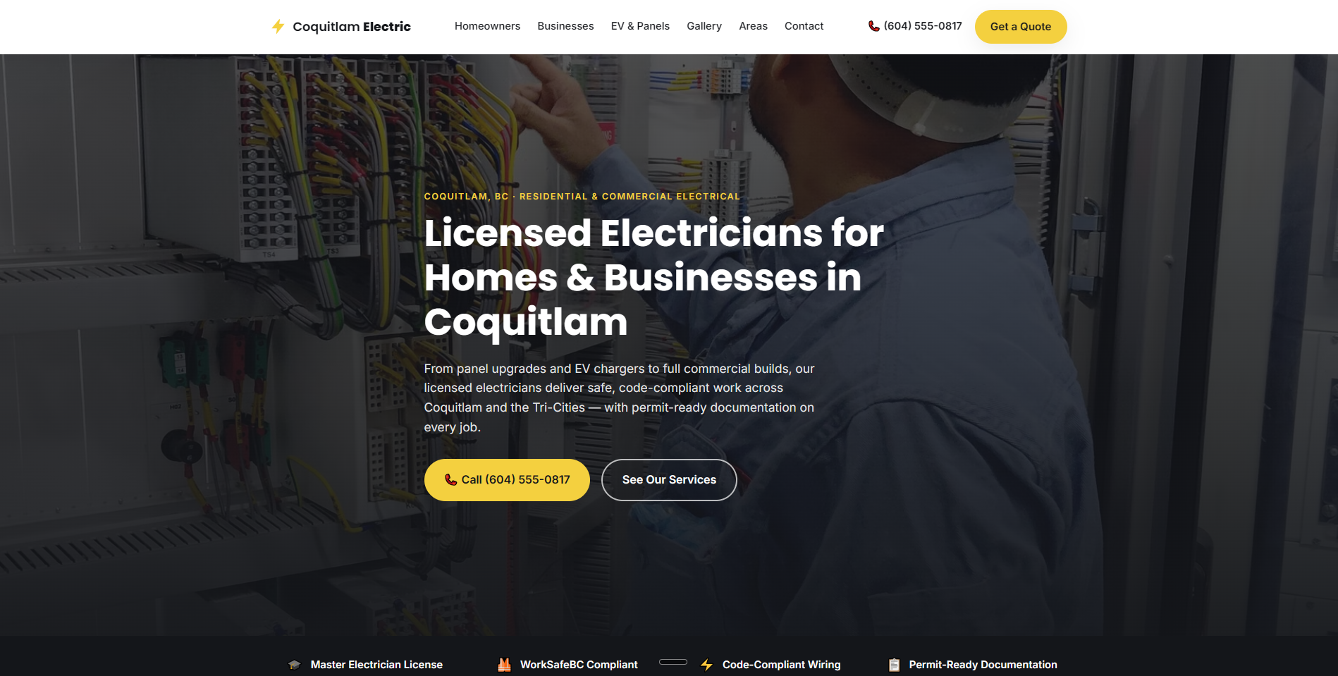 Coquitlam Electric desktop site